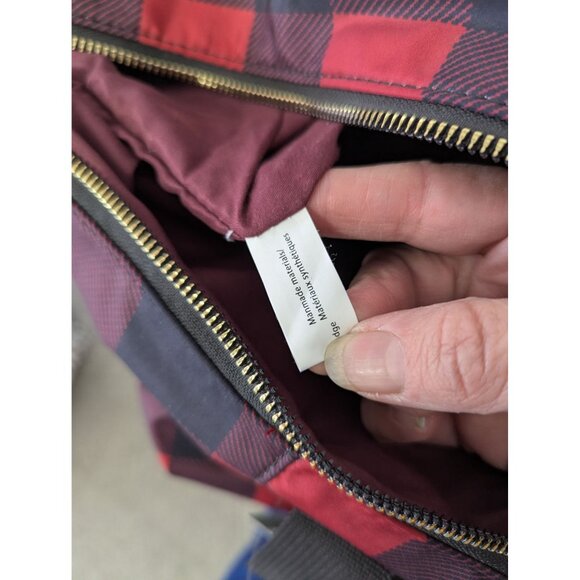 Maurices Buffalo Plaid Overnight Bag Red Black Detached Shoulder Strap Tote - Picture 16 of 16